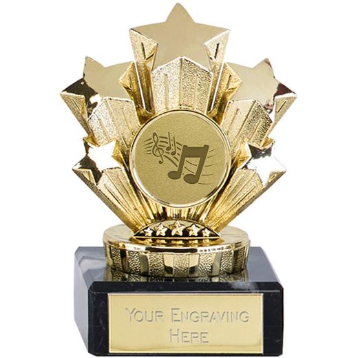 Gold Star Music Trophy On Marble Base 9.5cm (3.75")